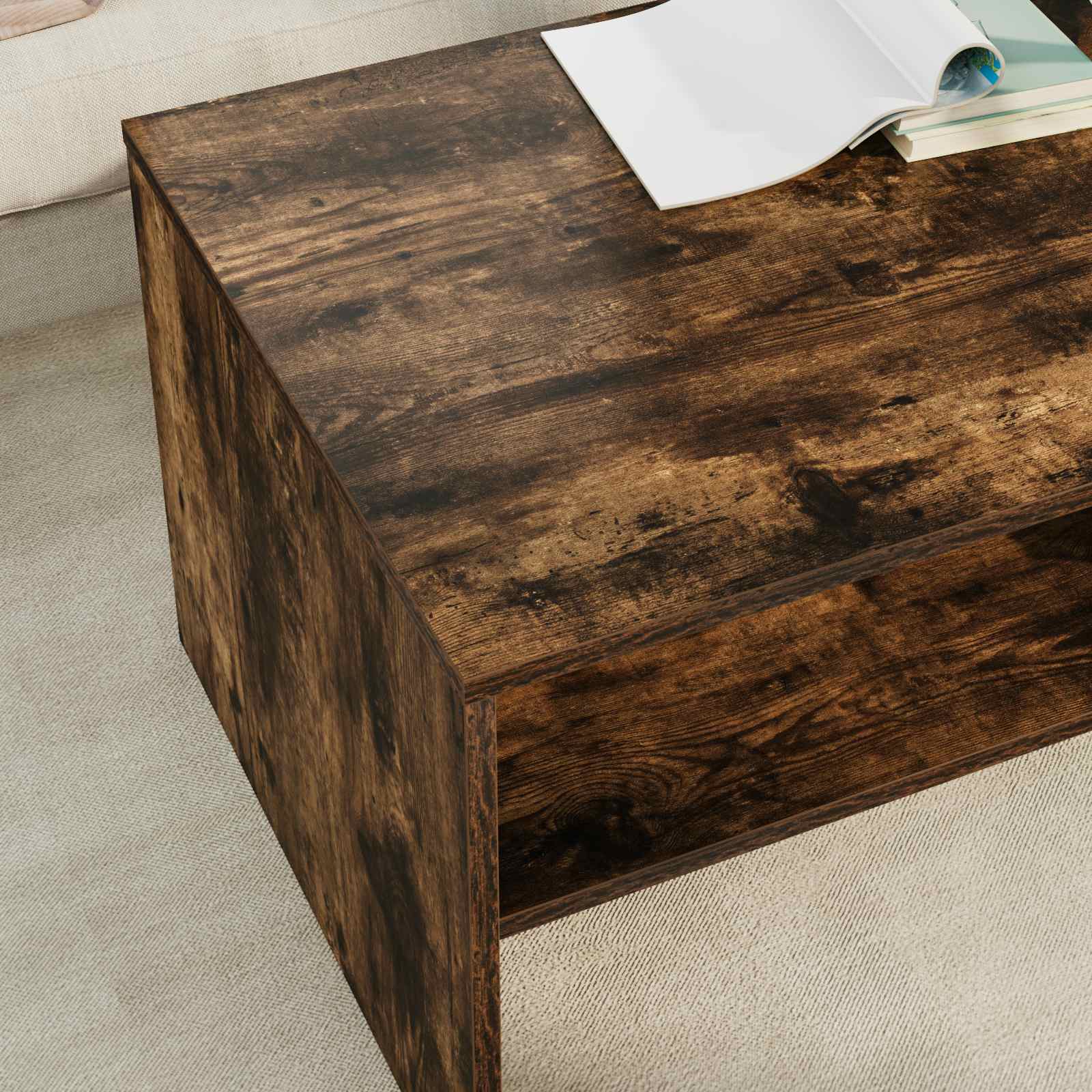 Salontafel Gerookt eiken 100 x 50 x 40 cm Bewerkt hout