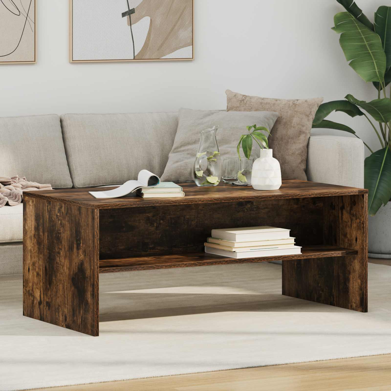 Salontafel Gerookt eiken 100 x 50 x 40 cm Bewerkt hout
