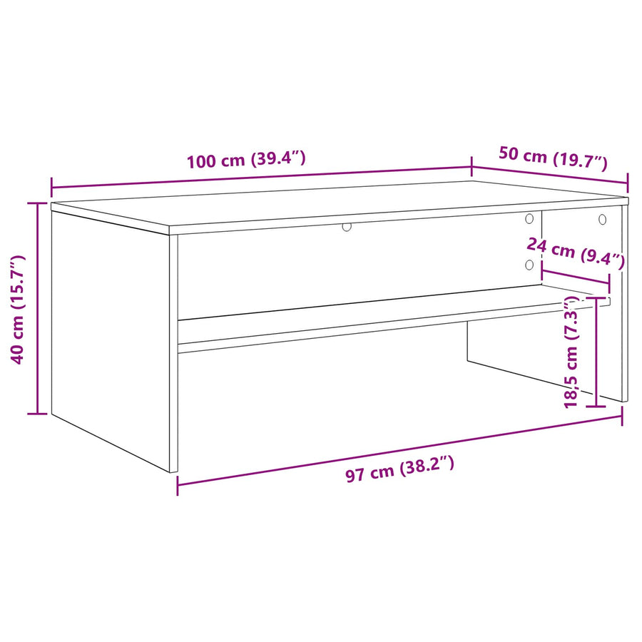 Salontafel Gerookt eiken 100 x 50 x 40 cm Bewerkt hout