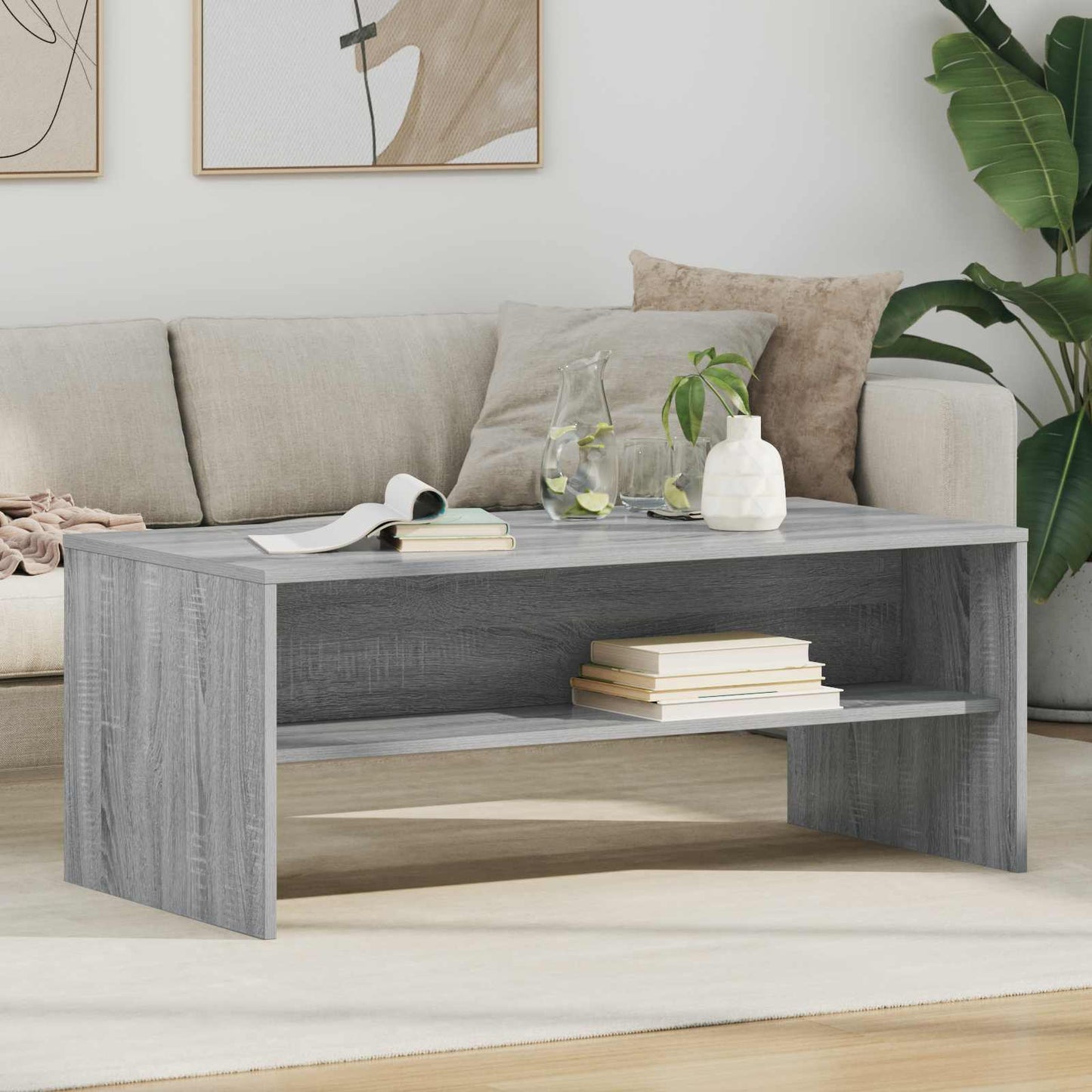 Salontafel Grijs Sonoma 100 x 50 x 40 cm Bewerkt hout