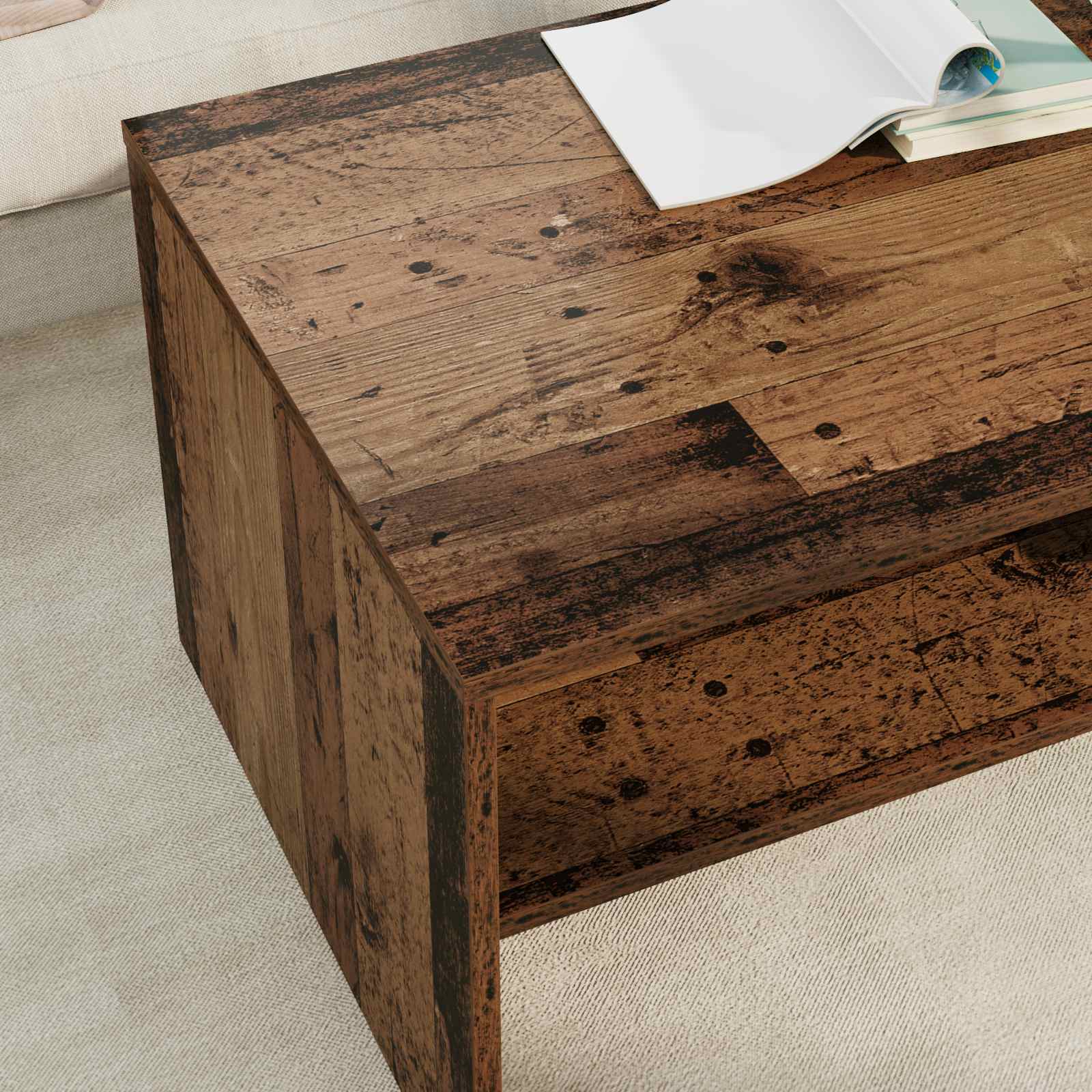 Salontafel Oudhout 100 x 50 x 40 cm Bewerkt hout