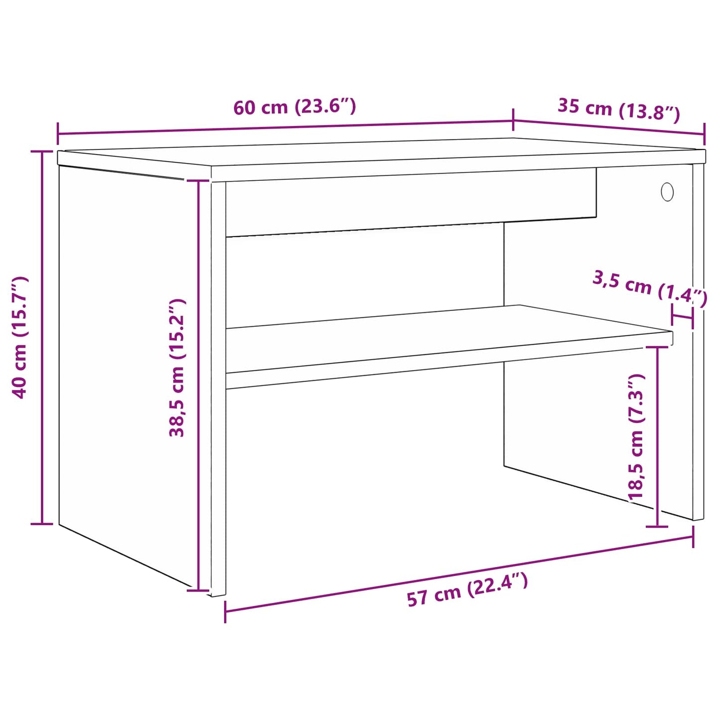 TV-kast Beton Grijs 60 x 35 x 40 cm Bewerkt hout