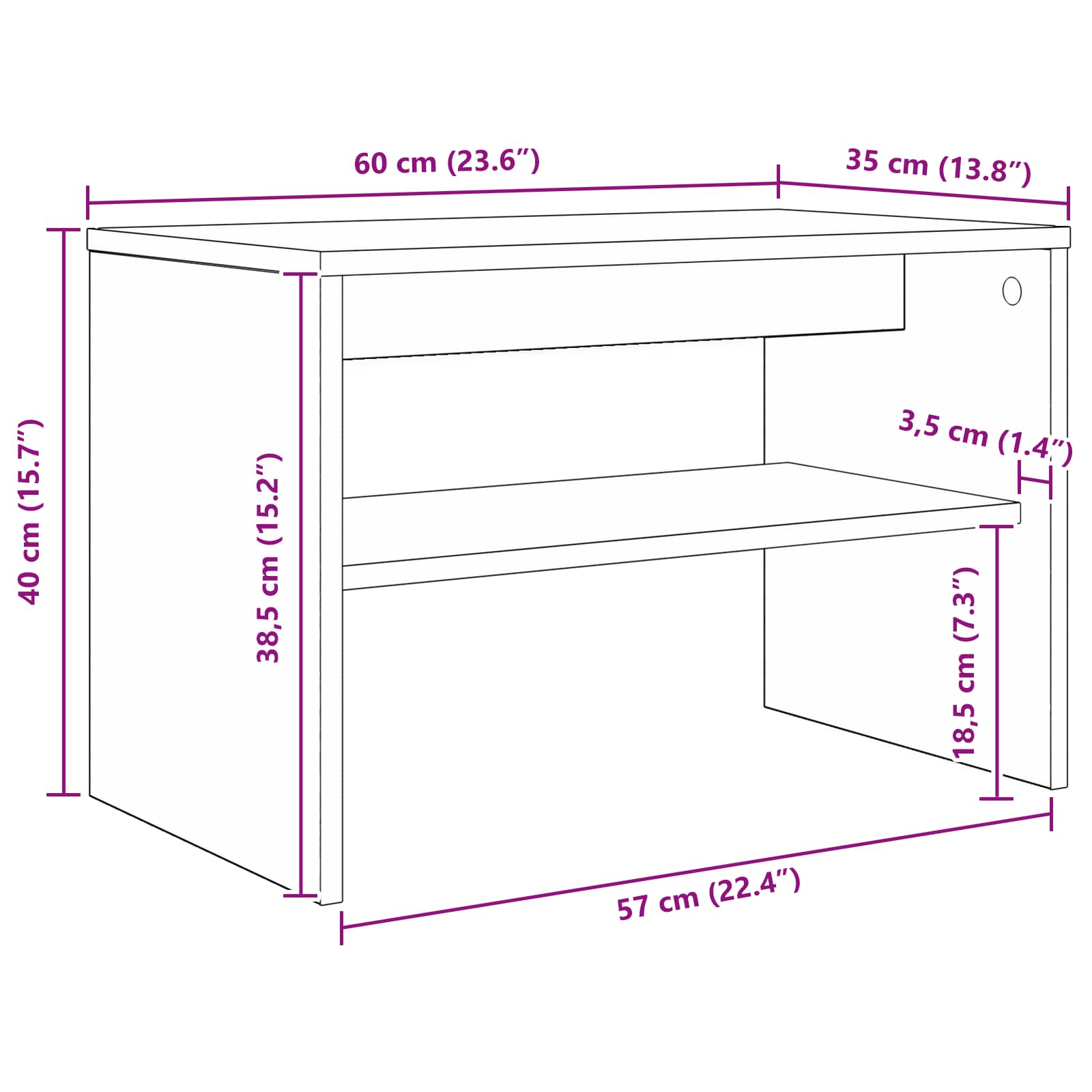 TV-kast Beton Grijs 60 x 35 x 40 cm Bewerkt hout