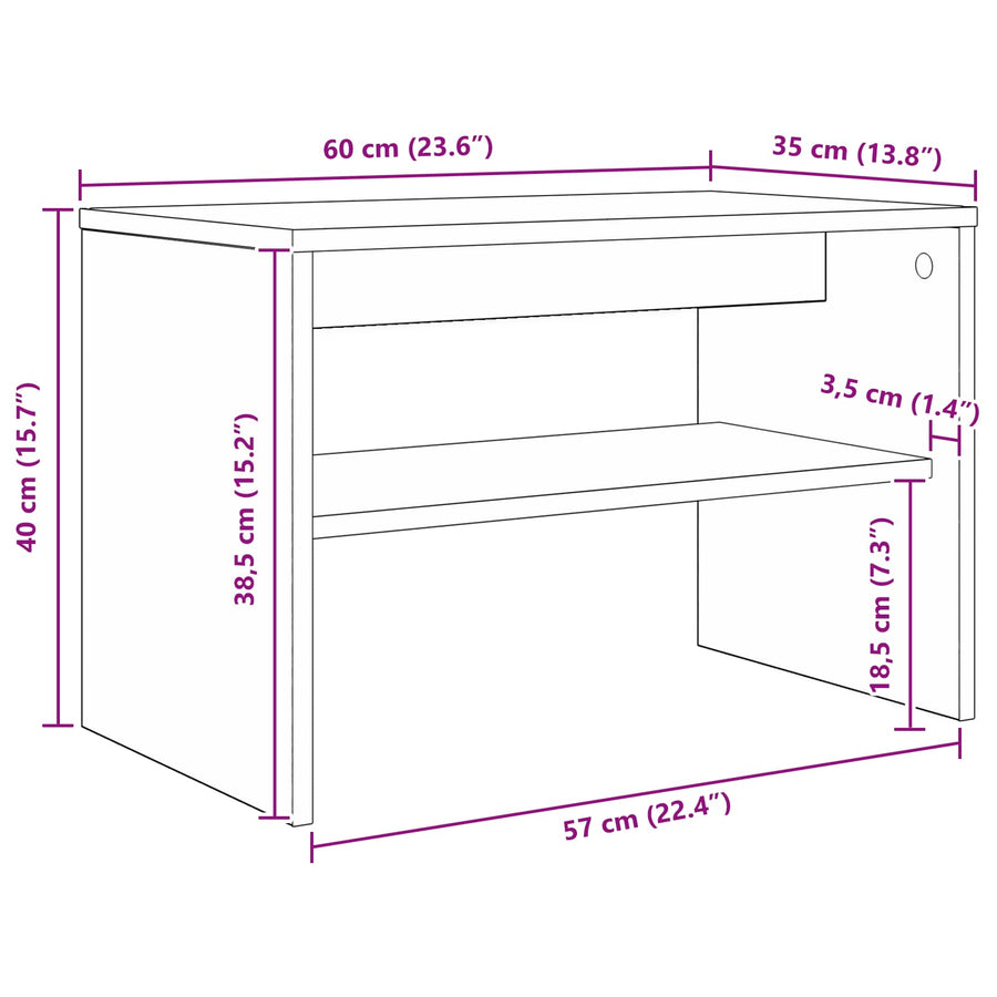 TV-kast Oudhout 60 x 35 x 40 cm Bewerkt hout