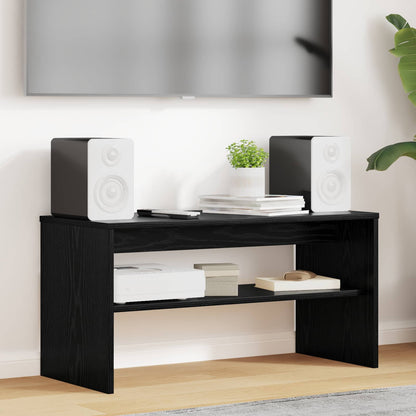 TV-kast Zwart Eiken 80 x 35 x 40 cm Bewerkt hout