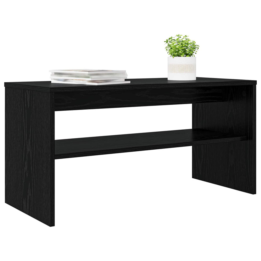 TV-kast Zwart Eiken 80 x 35 x 40 cm Bewerkt hout