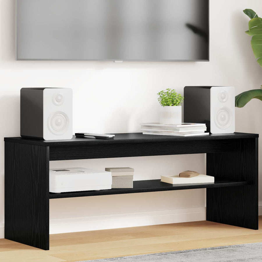 TV-kast Zwart Eiken 100 x 35 x 40 cm Bewerkt hout