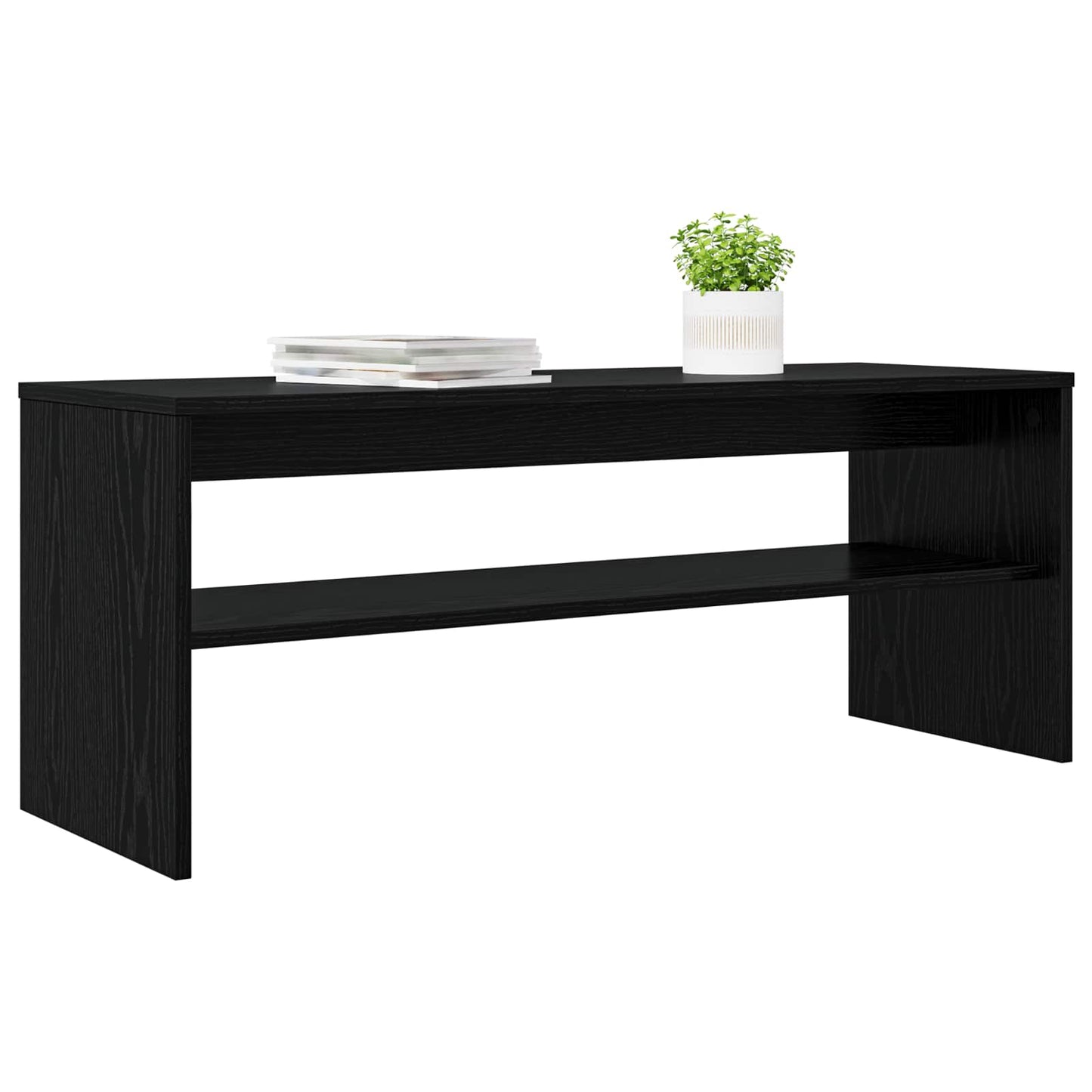 TV-kast Zwart Eiken 100 x 35 x 40 cm Bewerkt hout
