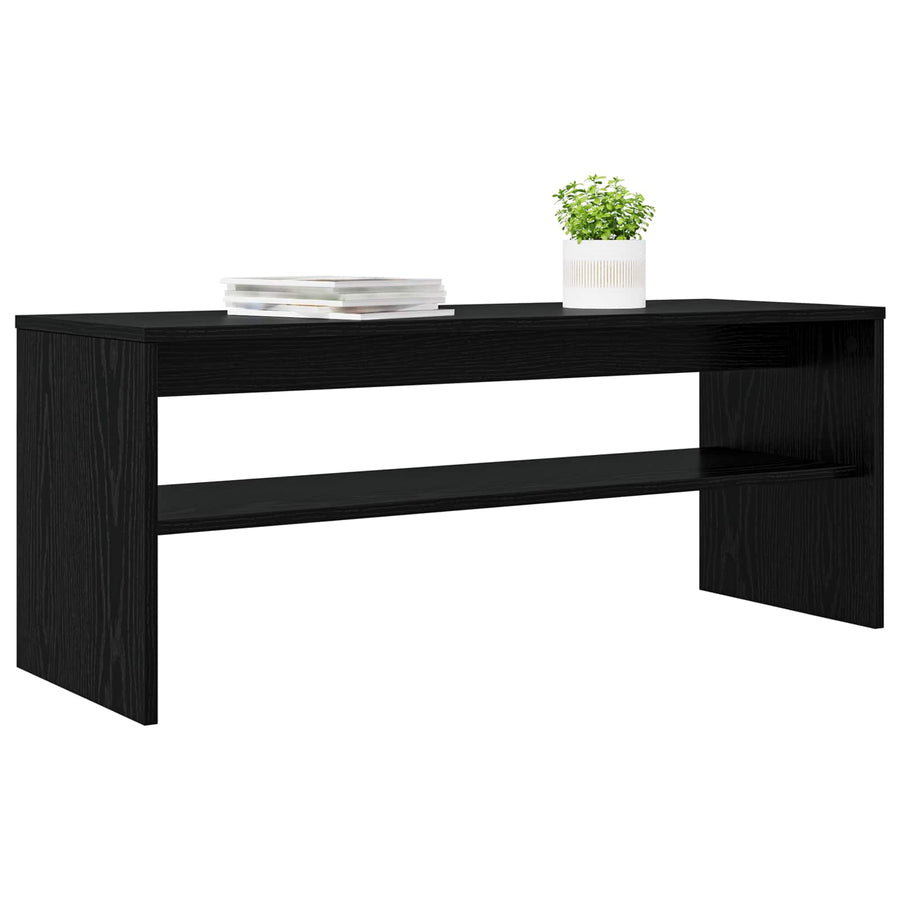 TV-kast Zwart Eiken 100 x 35 x 40 cm Bewerkt hout