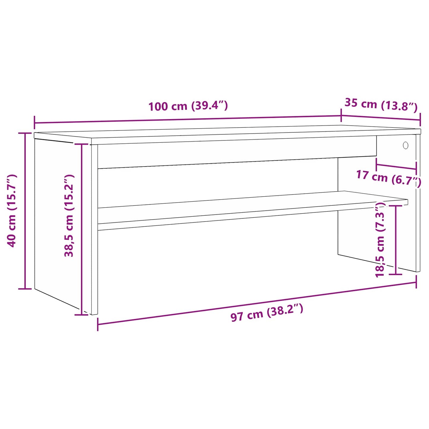 TV-kast Oudhout 100 x 35 x 40 cm Bewerkt hout