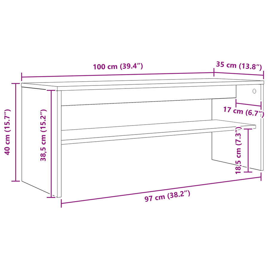 TV-kast Artisan Eiken 100 x 35 x 40 cm Bewerkt hout