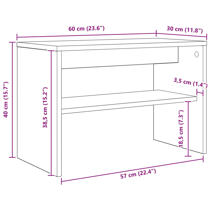 TV-kast Gerookt eiken 60 x 30 x 40 cm Bewerkt hout