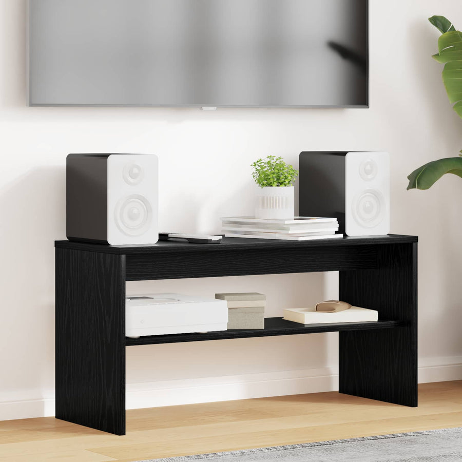 TV-kast Zwart Eiken 80 x 30 x 40 cm Bewerkt hout
