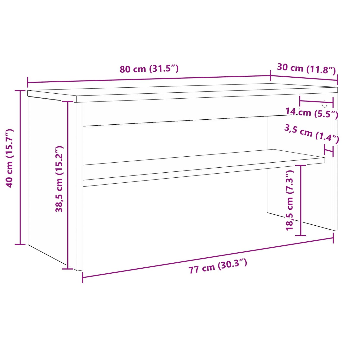 TV-kast Beton Grijs 80 x 30 x 40 cm Bewerkt hout