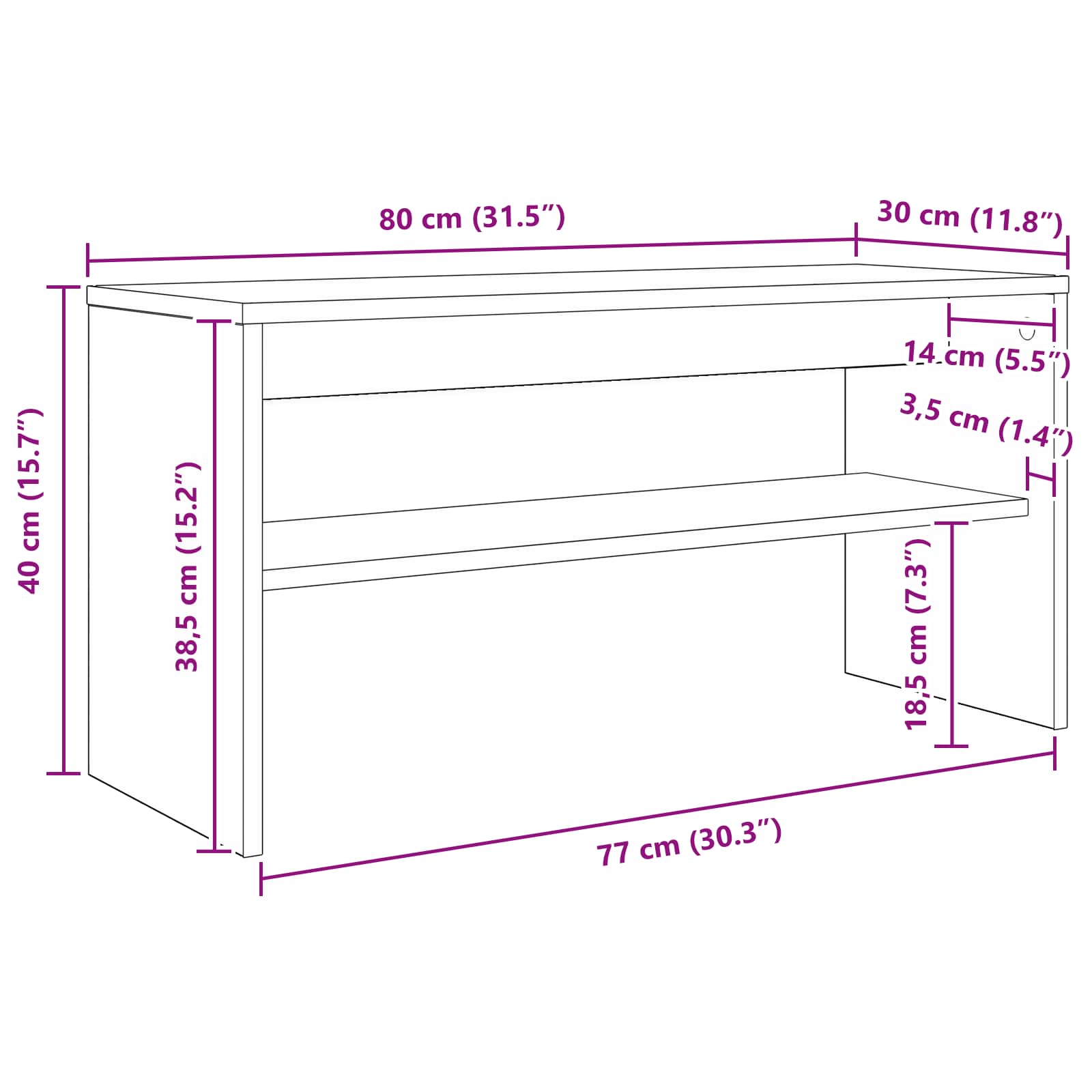 TV-kast Beton Grijs 80 x 30 x 40 cm Bewerkt hout