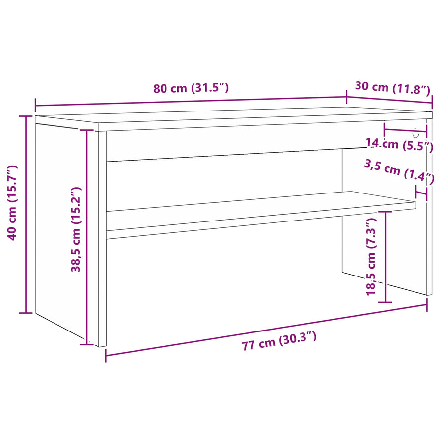 TV-kast Gerookt eiken 80 x 30 x 40 cm Bewerkt hout