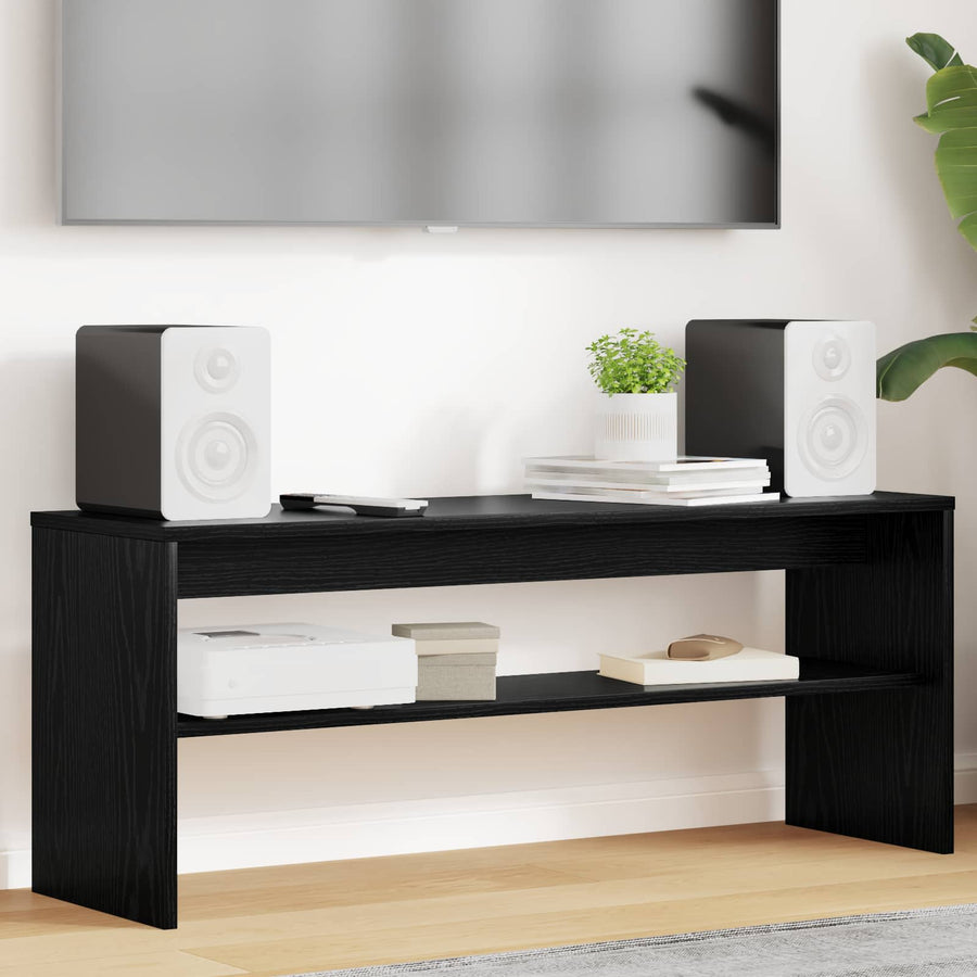 TV-kast Zwart Eiken 100 x 30 x 40 cm Bewerkt hout