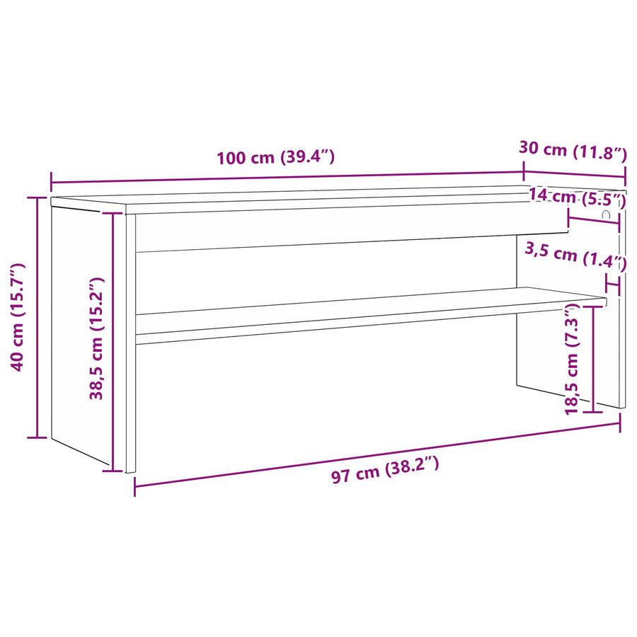 TV-kast Gerookt eiken 100 x 30 x 40 cm Bewerkt hout