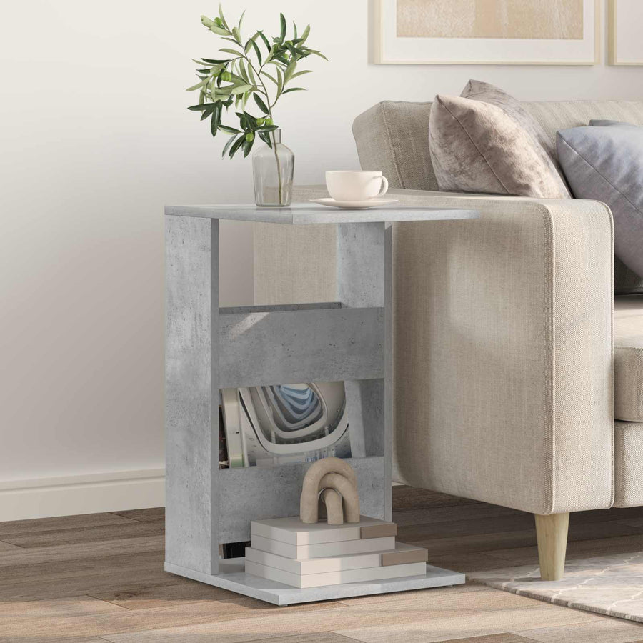 Bijzettafel Beton Grijs 40 x 35 x 60,5 cm Bewerkt hout