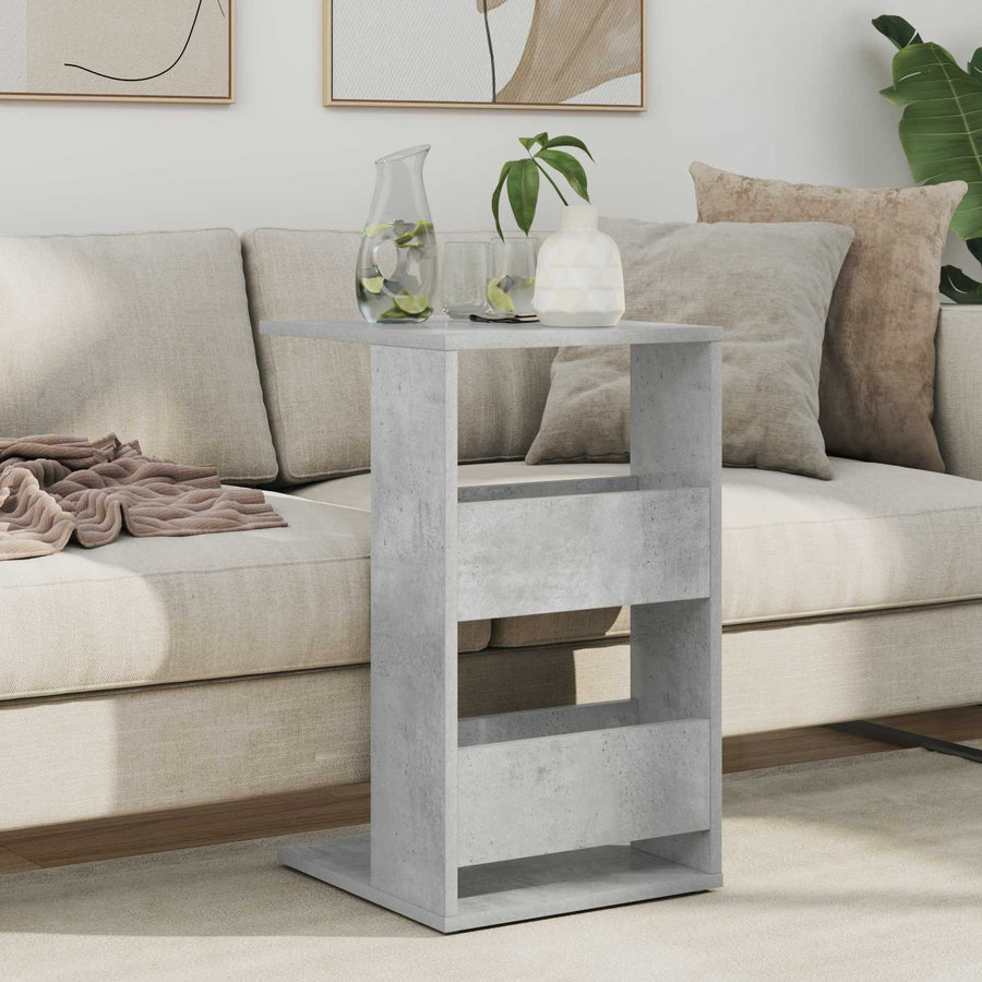 Bijzettafel Beton Grijs 40 x 35 x 60,5 cm Bewerkt hout