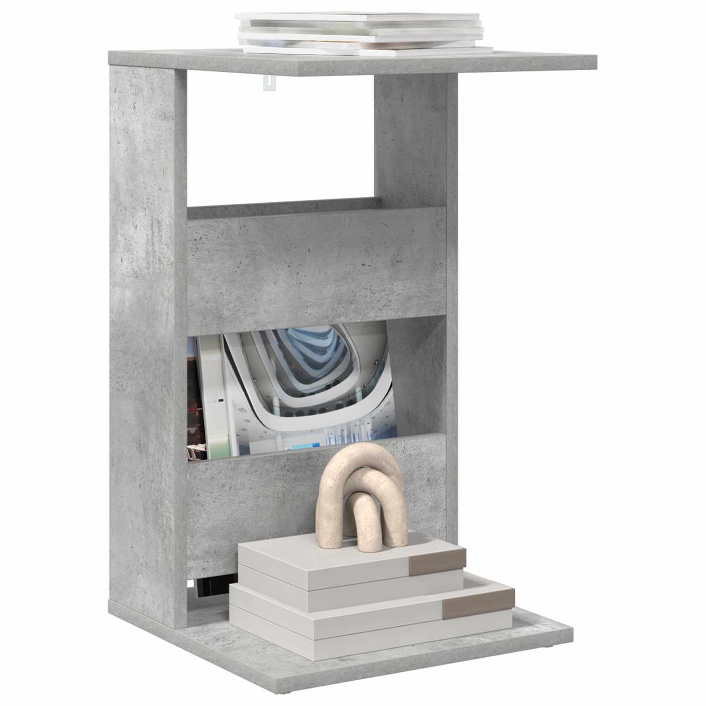Bijzettafel Beton Grijs 40 x 35 x 60,5 cm Bewerkt hout