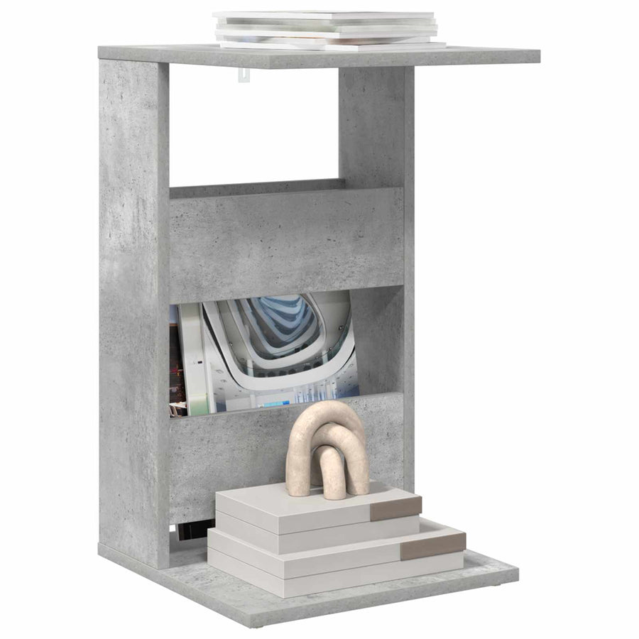 Bijzettafel Beton Grijs 40 x 35 x 60,5 cm Bewerkt hout