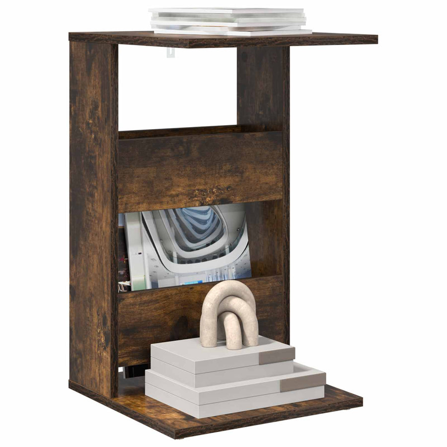 Bijzettafel Gerookt eiken 40 x 35 x 60,5 cm Bewerkt hout