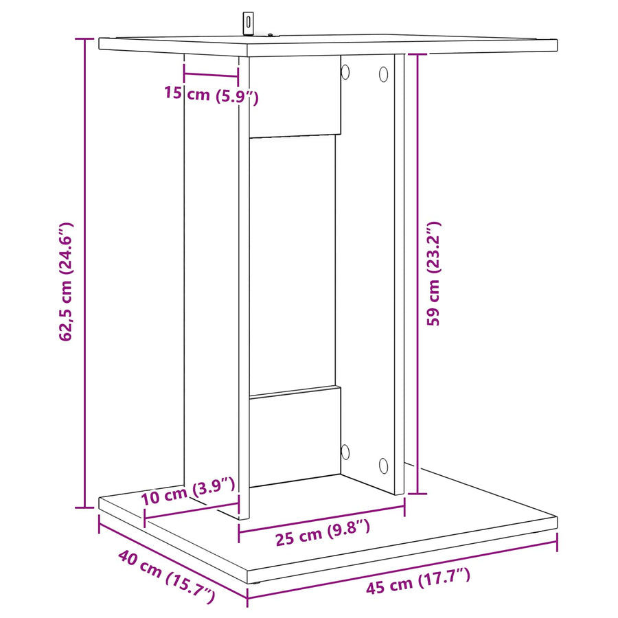 Bijzettafel Oudhout 45 x 40 x 62,5 cm Bewerkt hout
