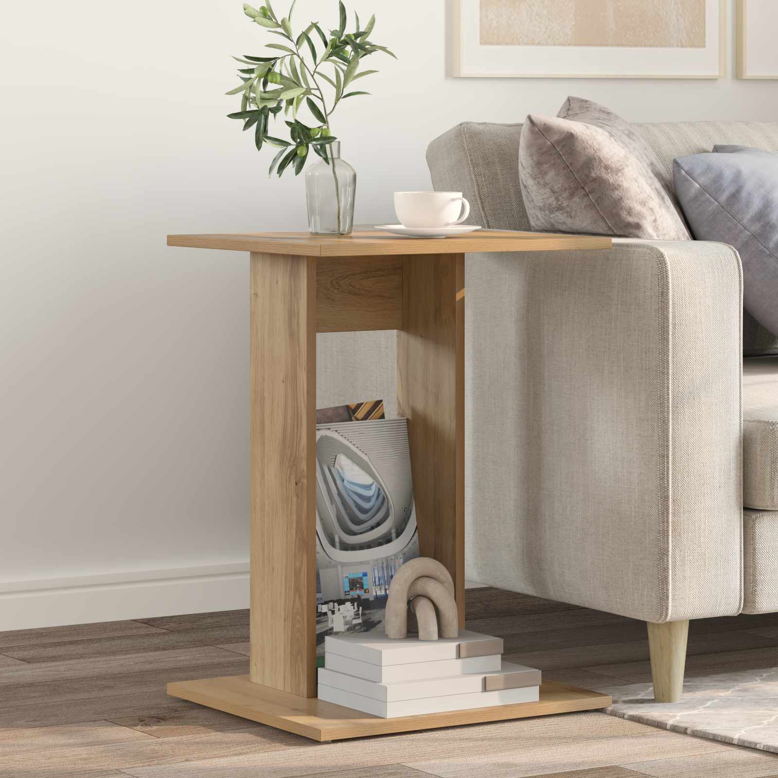 Bijzettafel Artisan Eiken 45 x 40 x 62,5 cm Bewerkt hout