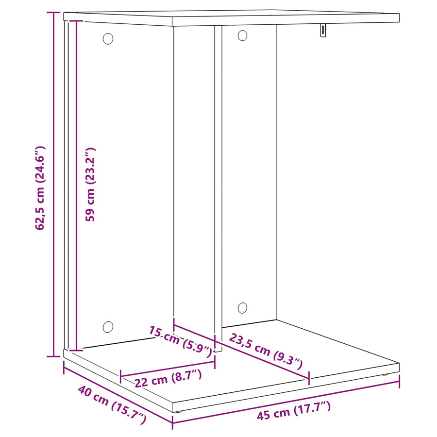 Bijzettafel Sonoma Eiken 45 x 40 x 62,5 cm Bewerkt hout