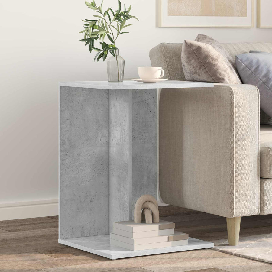 Bijzettafel Beton Grijs 45 x 40 x 62,5 cm Bewerkt hout