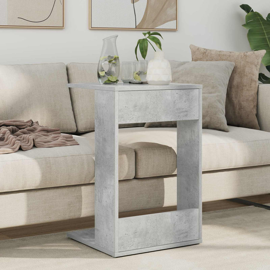 Bijzettafel Beton Grijs 40 x 38 x 62,5 cm Bewerkt hout