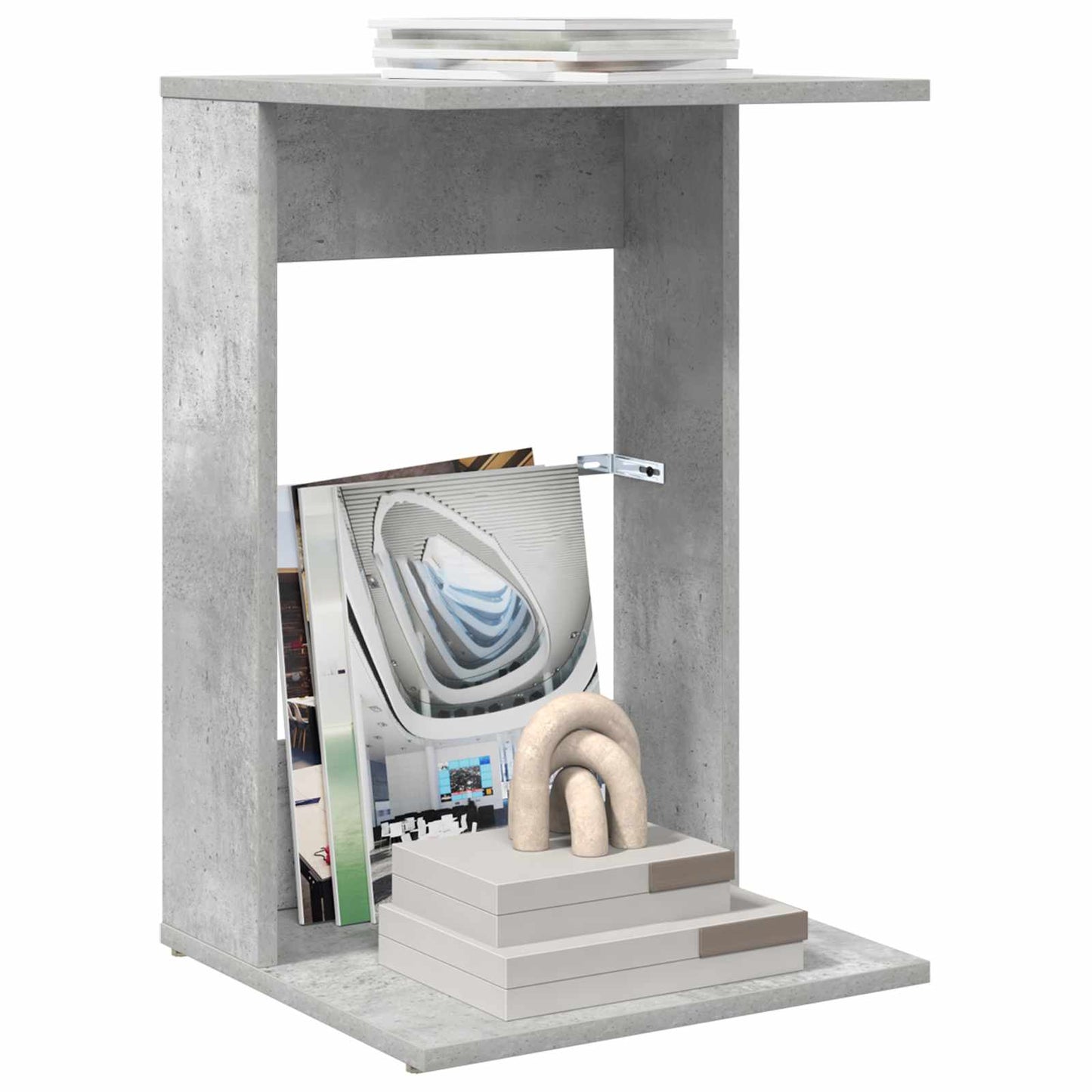 Bijzettafel Beton Grijs 40 x 38 x 62,5 cm Bewerkt hout