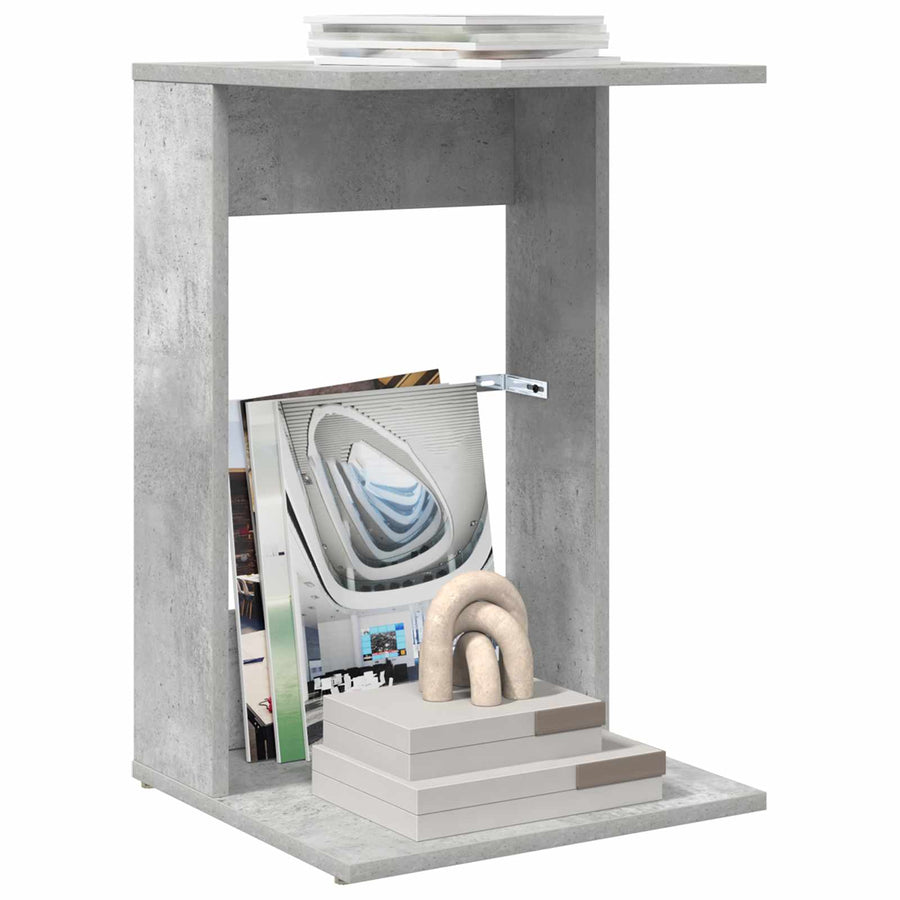Bijzettafel Beton Grijs 40 x 38 x 62,5 cm Bewerkt hout