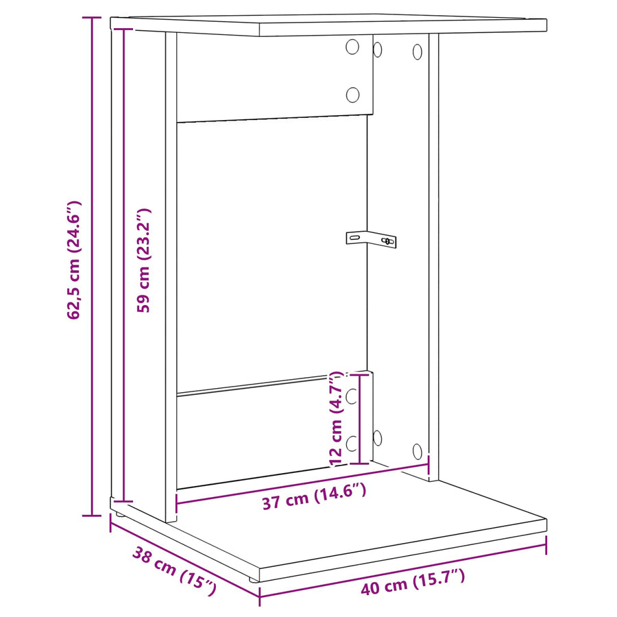 Bijzettafel Grijs Sonoma 40 x 38 x 62,5 cm Bewerkt hout