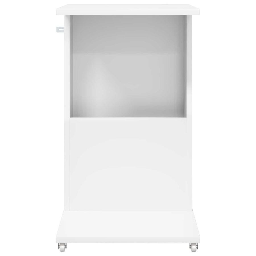 Bijzettafel met wiel Wit 40 x 35 x 60 cm Bewerkt hout