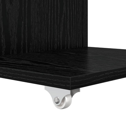 Bijzettafel met wiel Zwart Eiken 40 x 35 x 60 cm Bewerkt hout