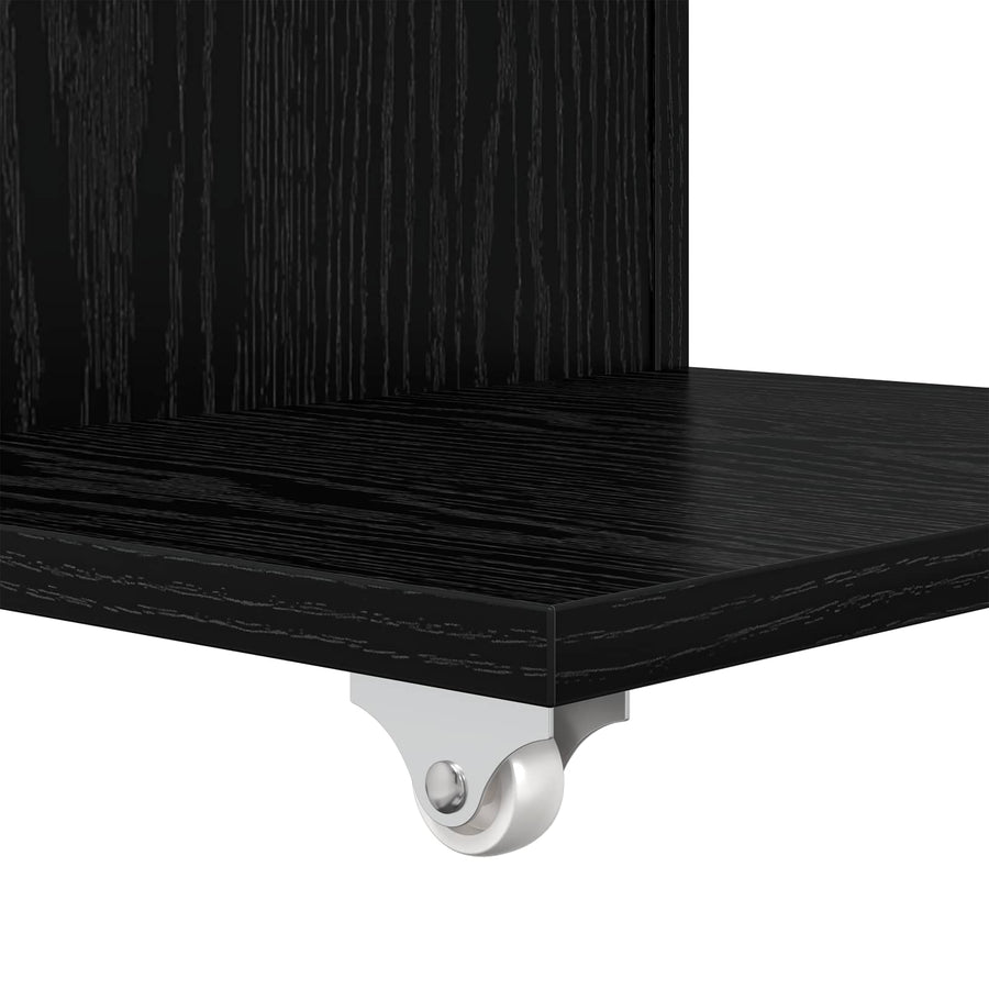 Bijzettafel met wiel Zwart Eiken 40 x 35 x 60 cm Bewerkt hout