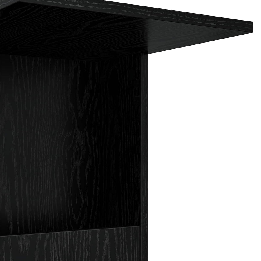 Bijzettafel met wiel Zwart Eiken 40 x 35 x 60 cm Bewerkt hout