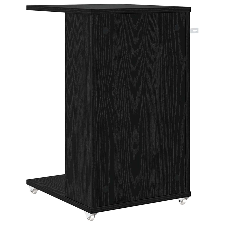Bijzettafel met wiel Zwart Eiken 40 x 35 x 60 cm Bewerkt hout
