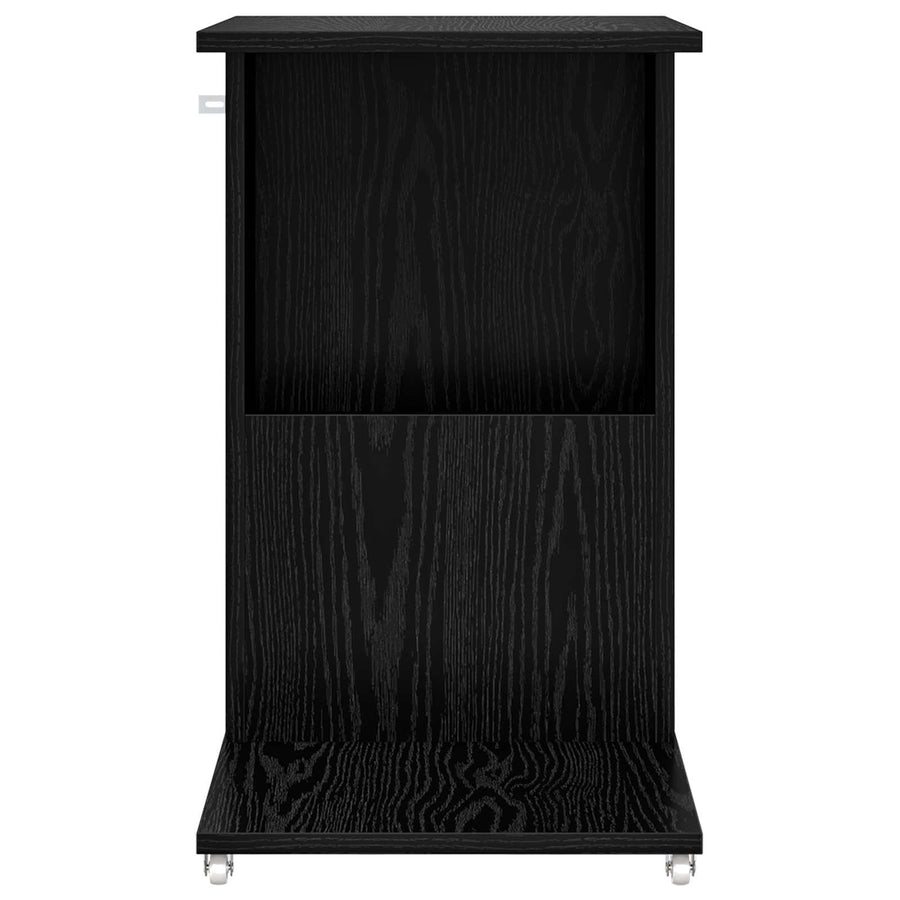 Bijzettafel met wiel Zwart Eiken 40 x 35 x 60 cm Bewerkt hout