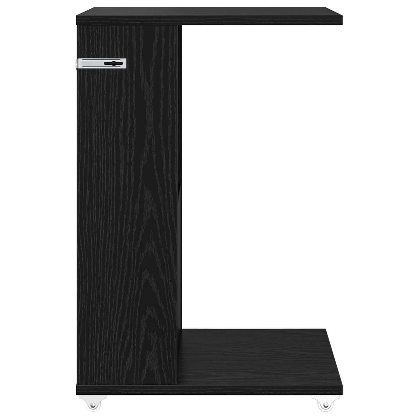 Bijzettafel met wiel Zwart Eiken 40 x 35 x 60 cm Bewerkt hout