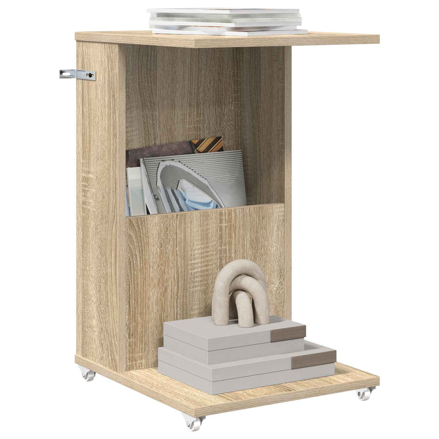 Bijzettafel met wiel Sonoma Eiken 40 x 35 x 60 cm Bewerkt hout