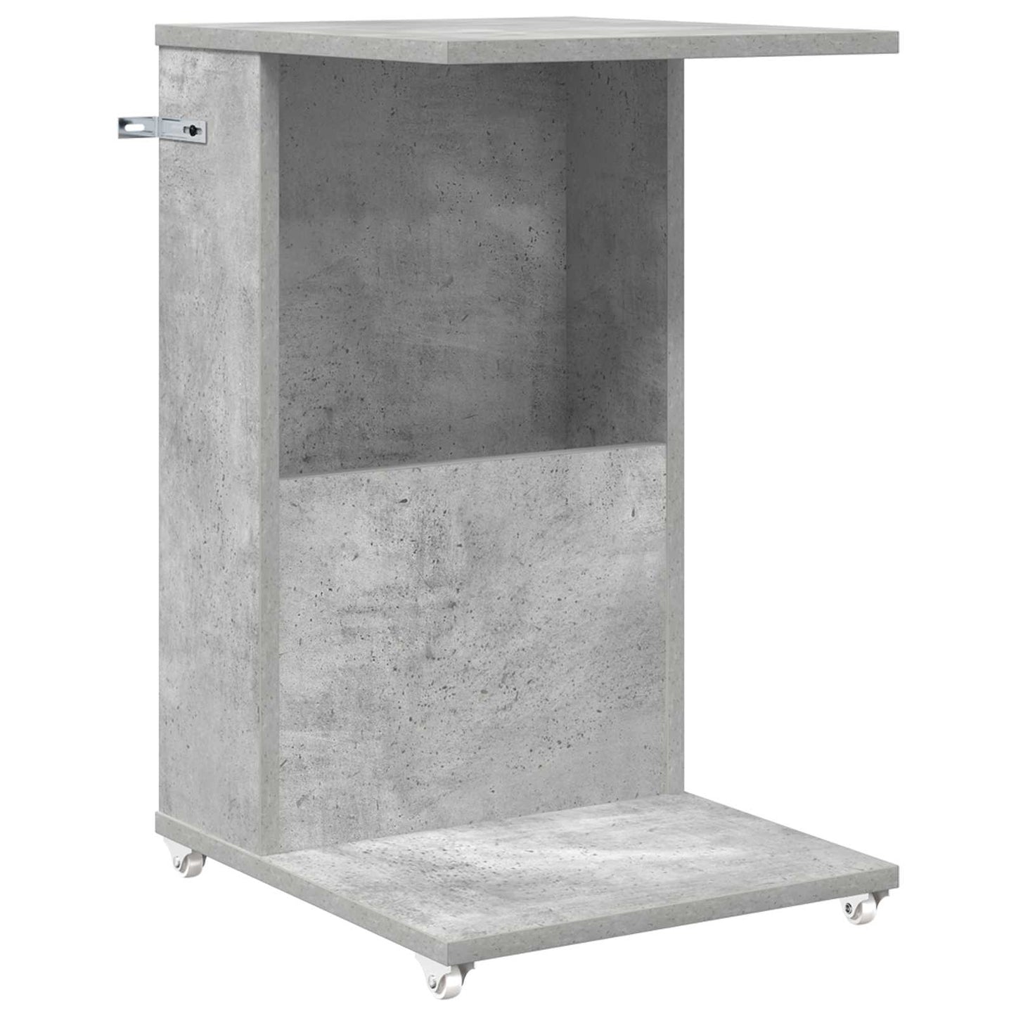Bijzettafel met wiel Beton Grijs 40 x 35 x 60 cm Bewerkt hout