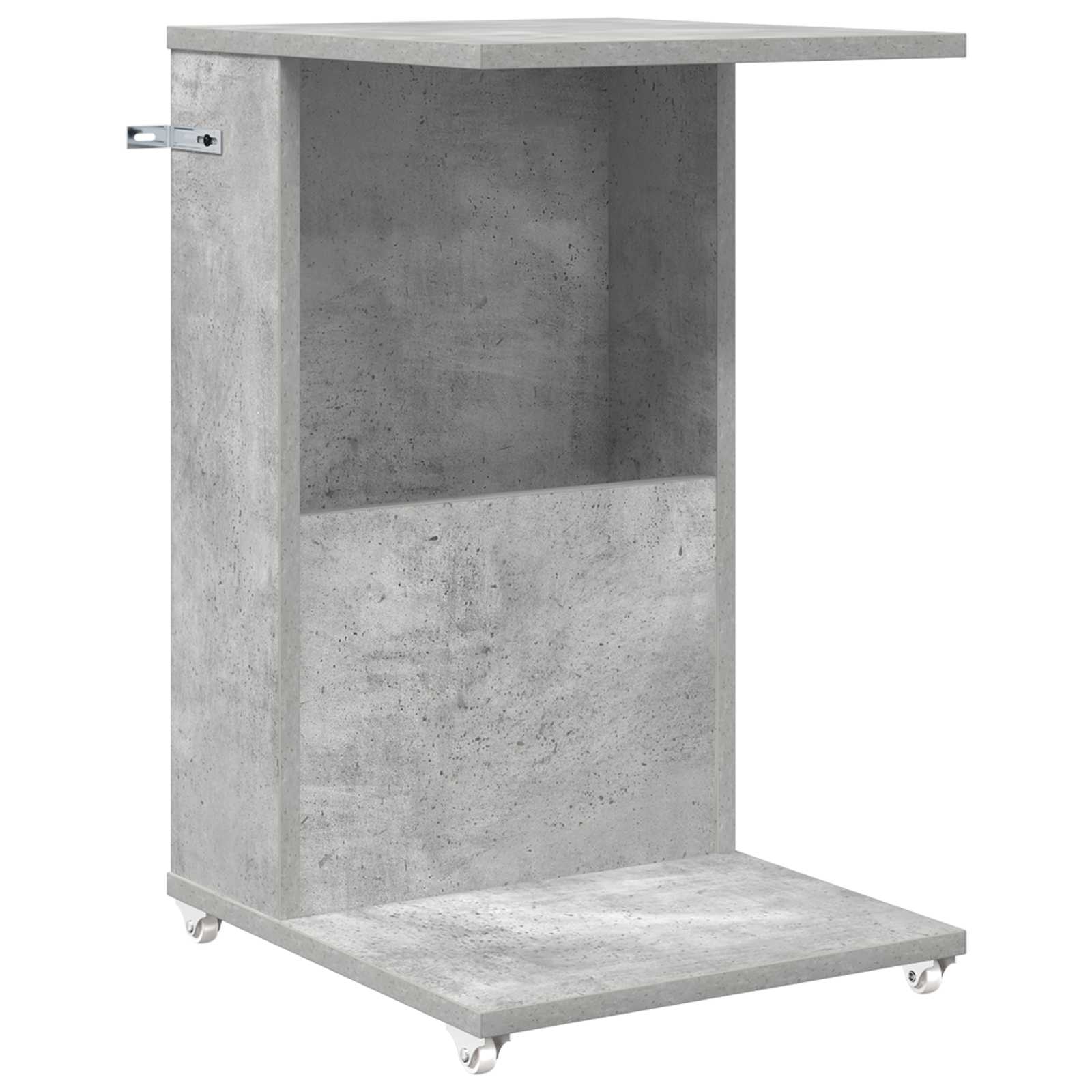 Bijzettafel met wiel Beton Grijs 40 x 35 x 60 cm Bewerkt hout