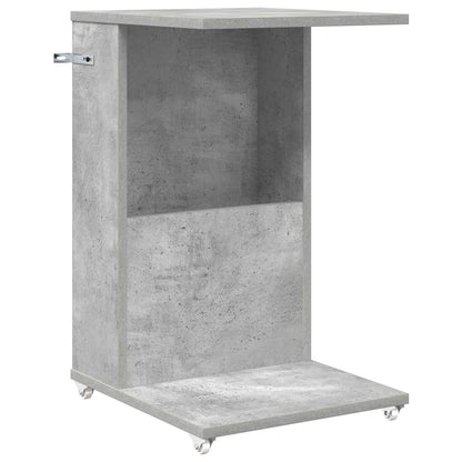 Bijzettafel met wiel Beton Grijs 40 x 35 x 60 cm Bewerkt hout
