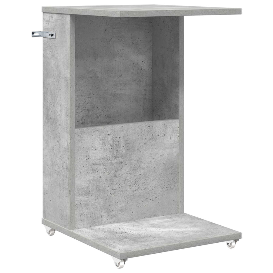 Bijzettafel met wiel Beton Grijs 40 x 35 x 60 cm Bewerkt hout