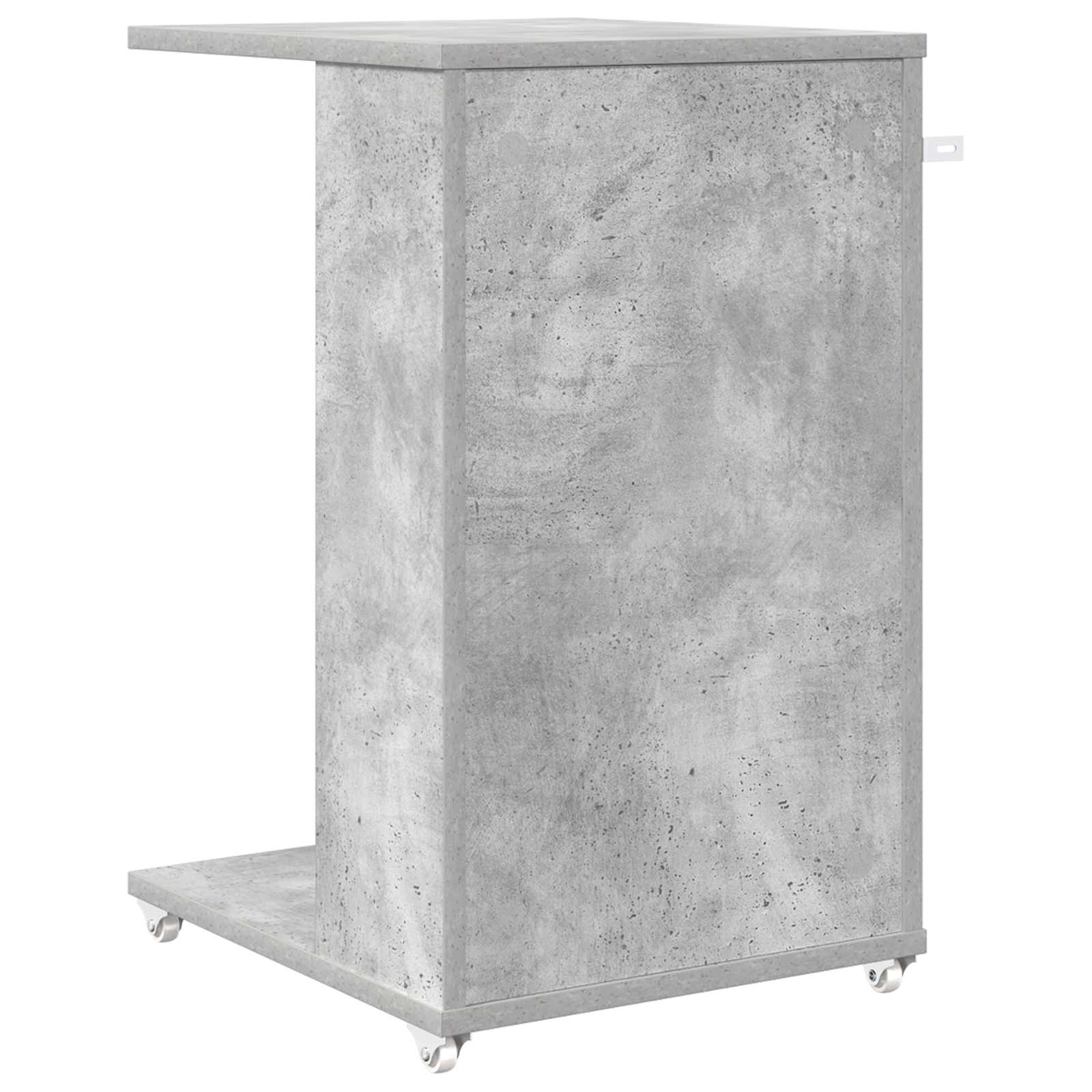Bijzettafel met wiel Beton Grijs 40 x 35 x 60 cm Bewerkt hout
