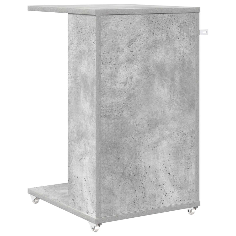 Bijzettafel met wiel Beton Grijs 40 x 35 x 60 cm Bewerkt hout