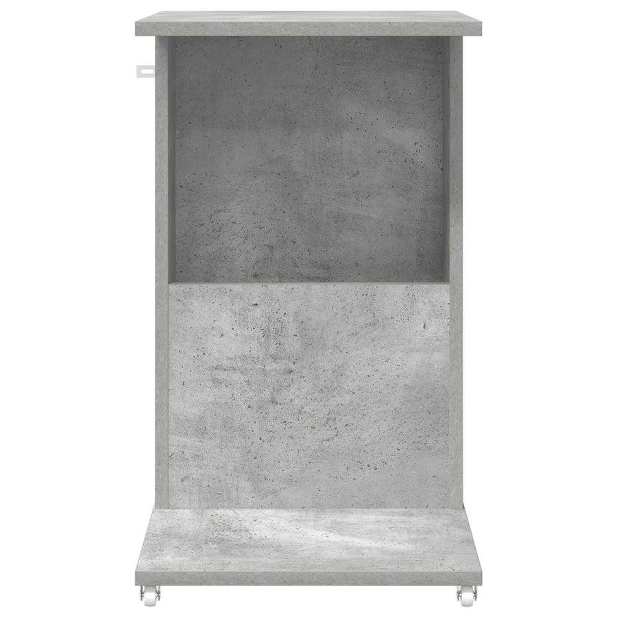 Bijzettafel met wiel Beton Grijs 40 x 35 x 60 cm Bewerkt hout